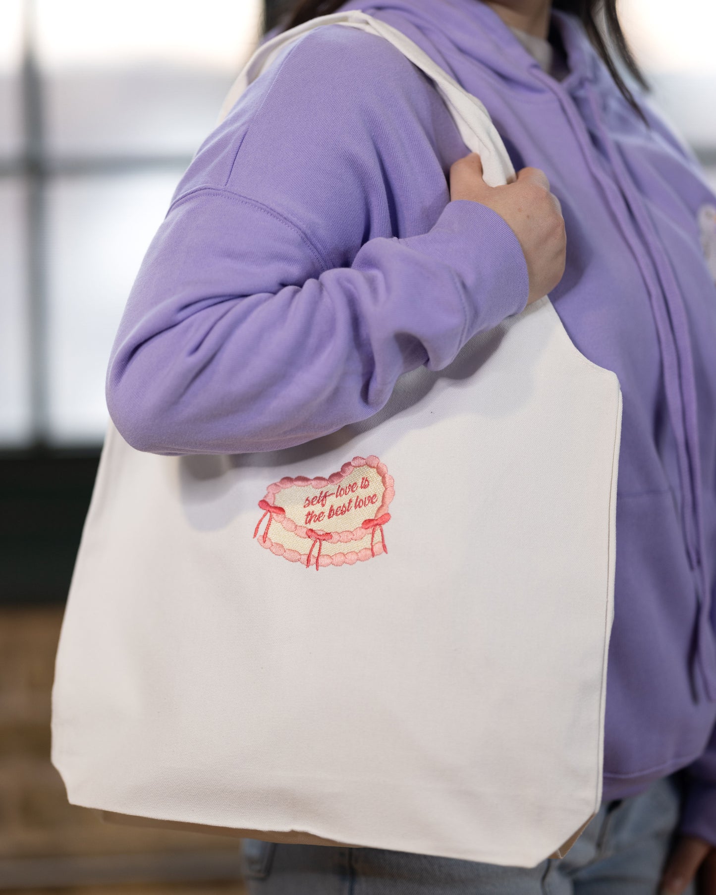 'Self-Love Cake' Embroidered Tote