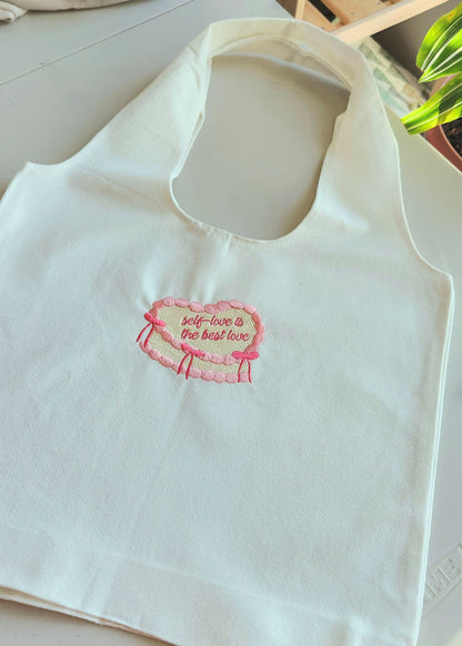 'Self-Love Cake' Embroidered Tote